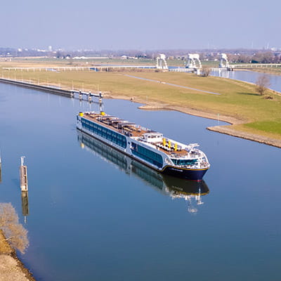 Spirit of the Rhine on the Rhine river on a sunny in the Netherlands